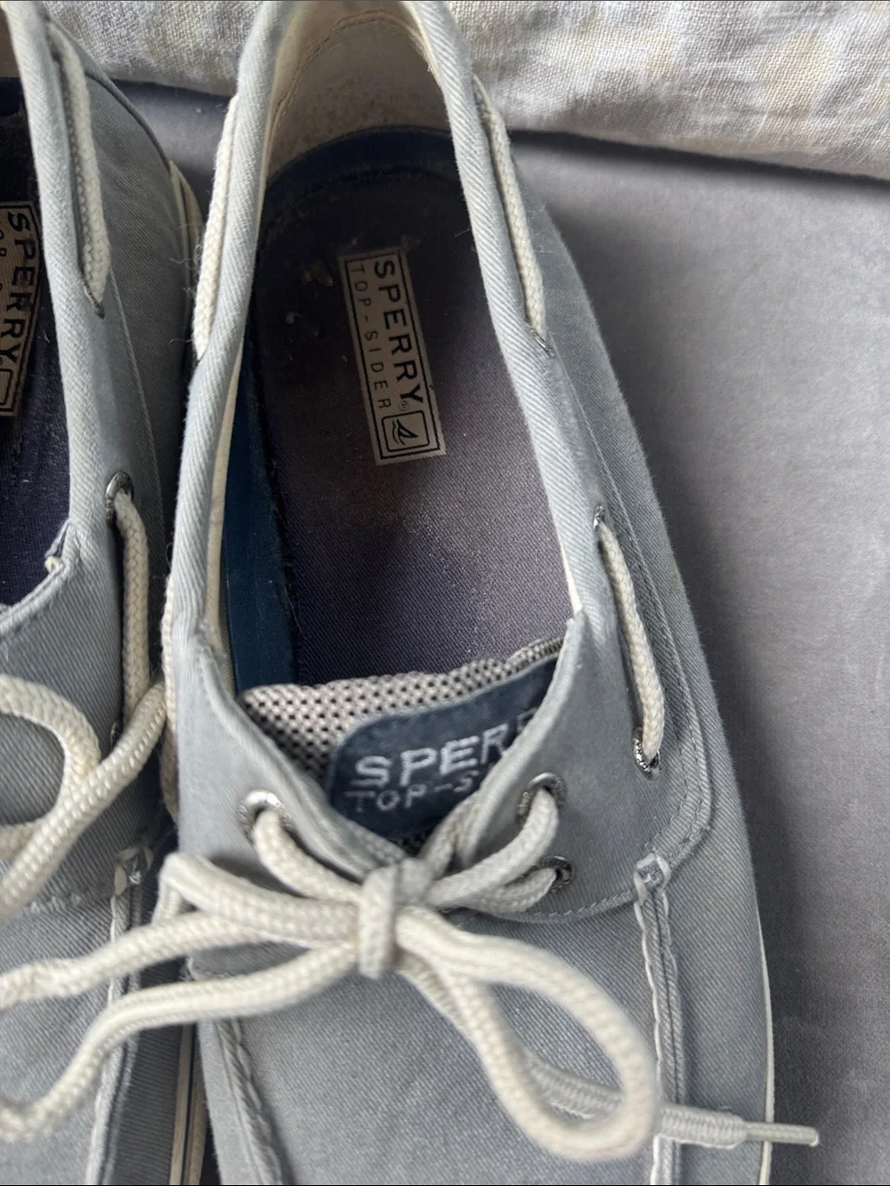 Sperry Men's Grey Canvas Boat Shoes size 10.5 M